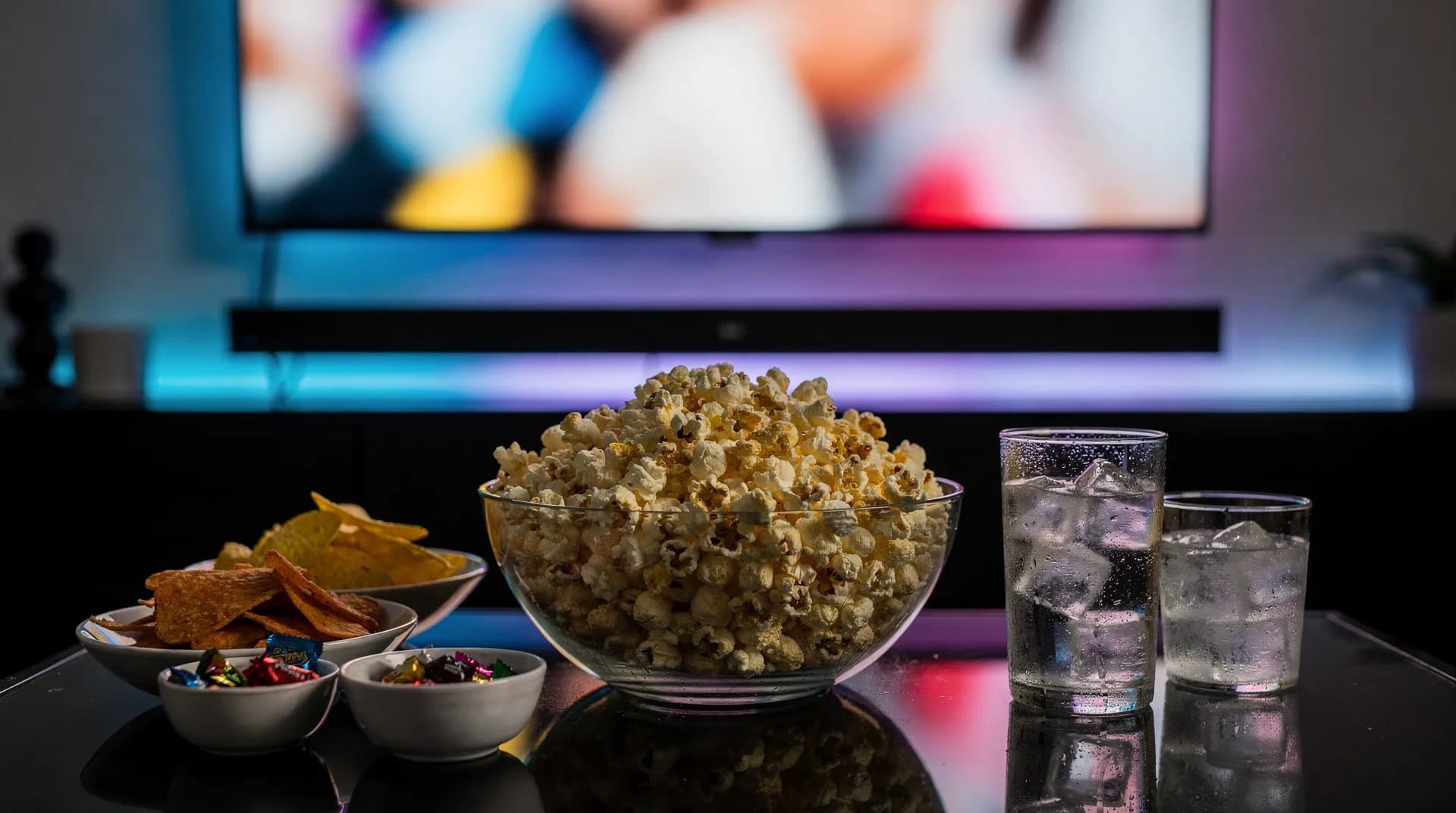 Movie theater screen showing film