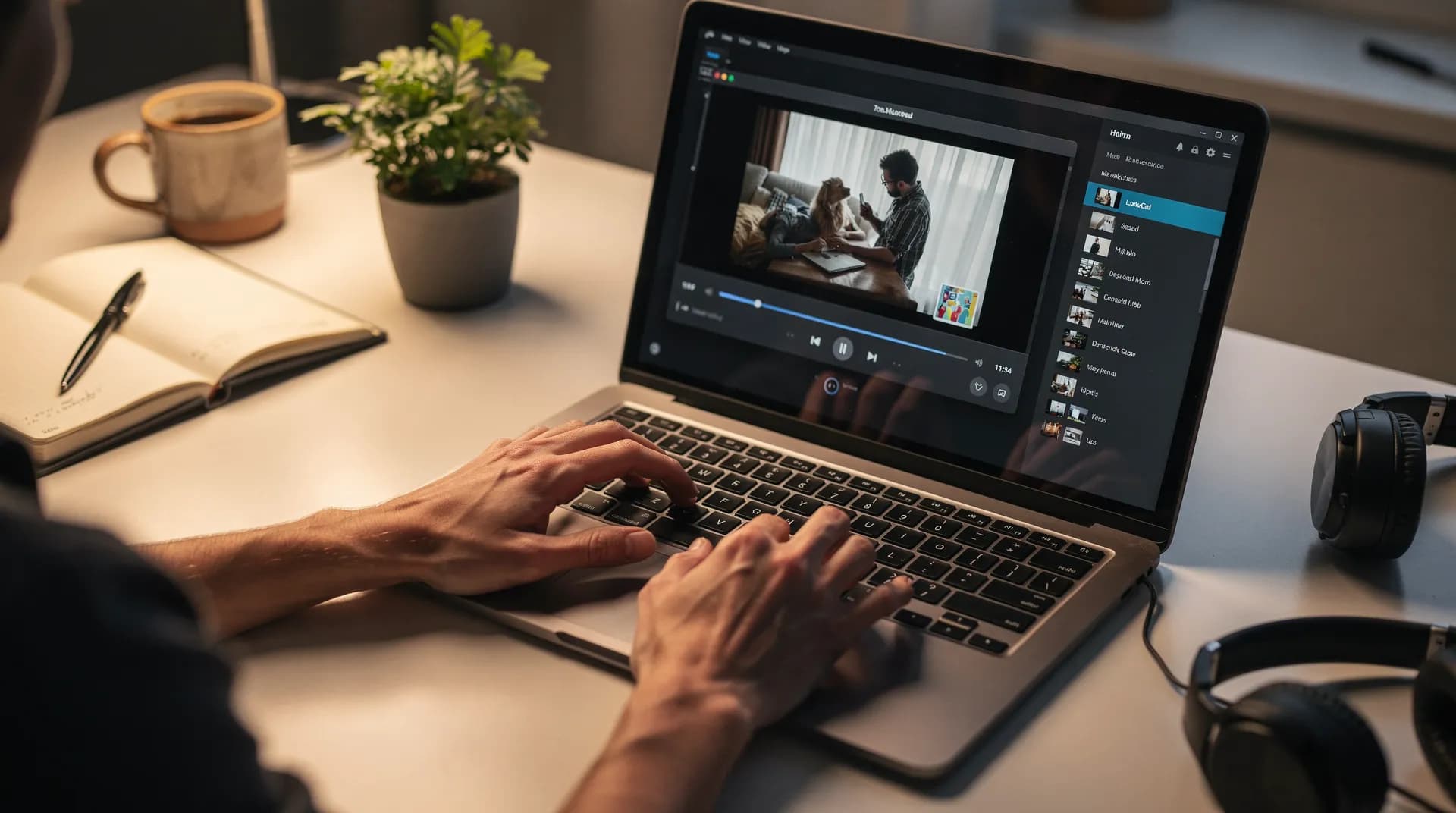 Friends gathered around a laptop sharing content together