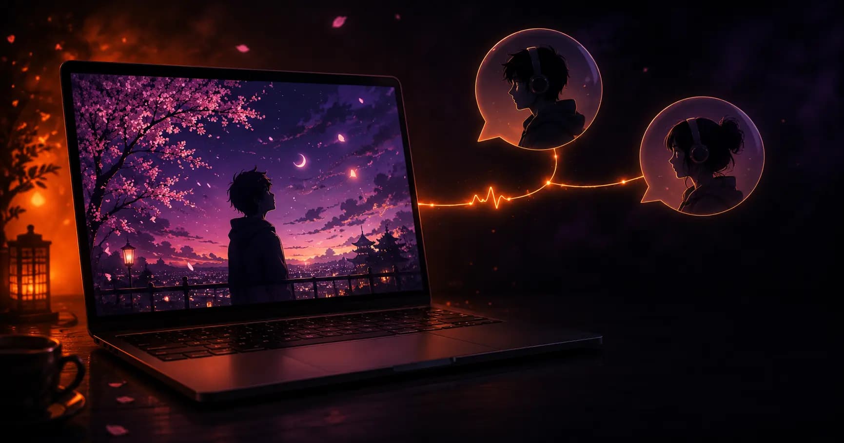 Watching Crunchyroll anime together in a synced watch party room