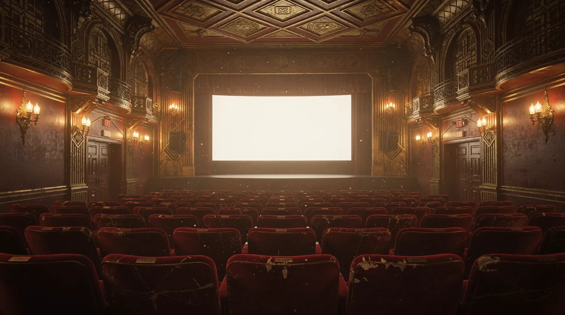 Classic movie theater with red seats